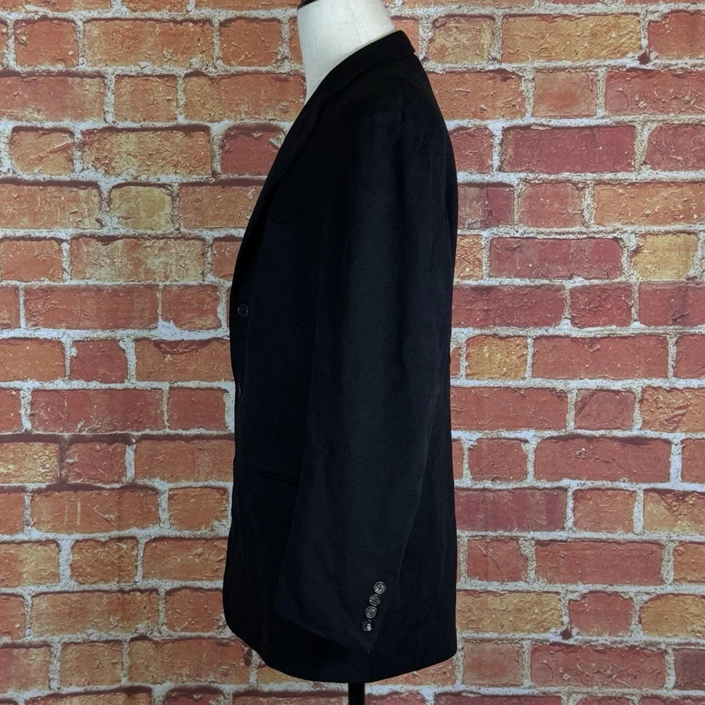 Ermenegildo Zegna Men Pure Cashmere Solid Black Blazer‎ Missing Size Tag Vintage